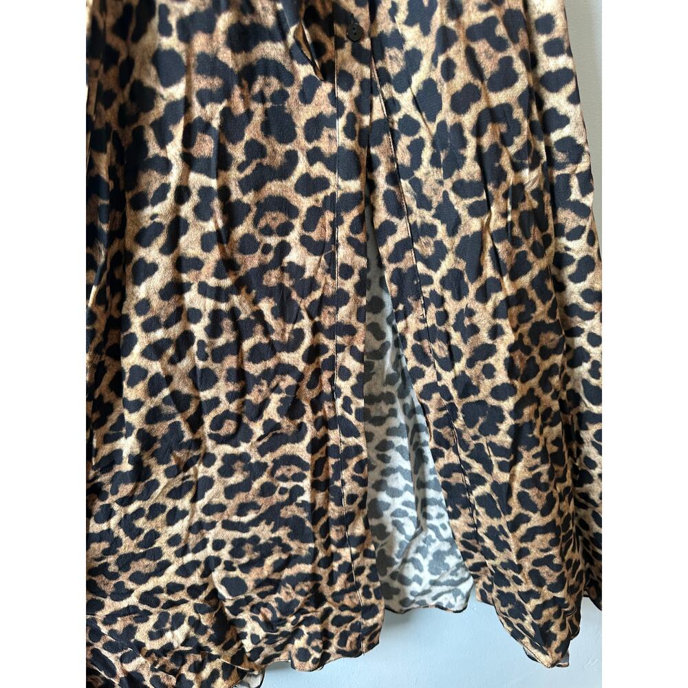 Zara Animal Print Long Sleeve Button Front Belted Maxi Dress - Picture 7 of 9